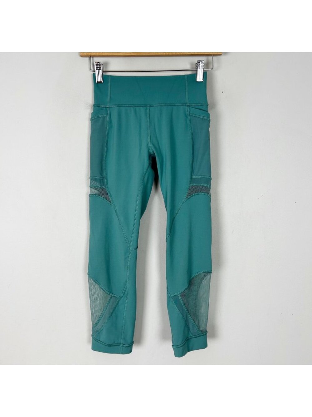 Lululemon Forget‎ The Sweat Crop Leggings 21” Teal Green Size 4 Women's